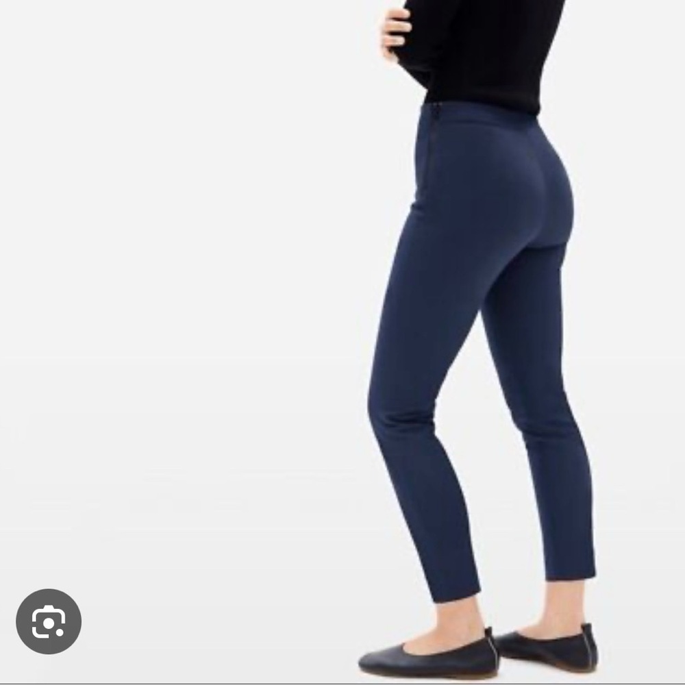 Everlane The Side-Zip Stretch Cotton Work Pant High Waist Slacks, Navy, 4